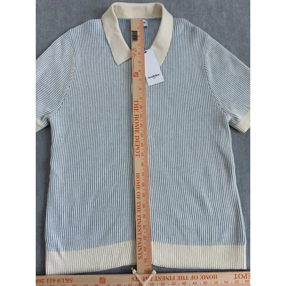 Goodfellow & Co Men's S Rib Knit Button Sweater Blue Ivory NWT